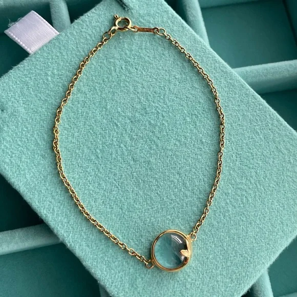 Tiffany yellow gold olive leaf topaz bracelet - Picture 3 of 9